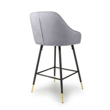 Load image into Gallery viewer, Sanwara Brushed Velvet Grey Bar Stool
