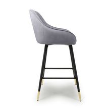 Load image into Gallery viewer, Sanwara Brushed Velvet Grey Bar Stool
