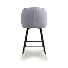 Load image into Gallery viewer, Sanwara Brushed Velvet Grey Bar Stool
