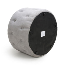 Load image into Gallery viewer, Valentina Round Grey Linen Pouffe
