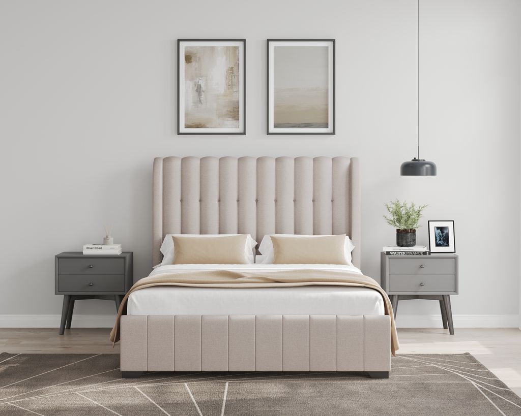 Maisie Upholstered Bed - Beige