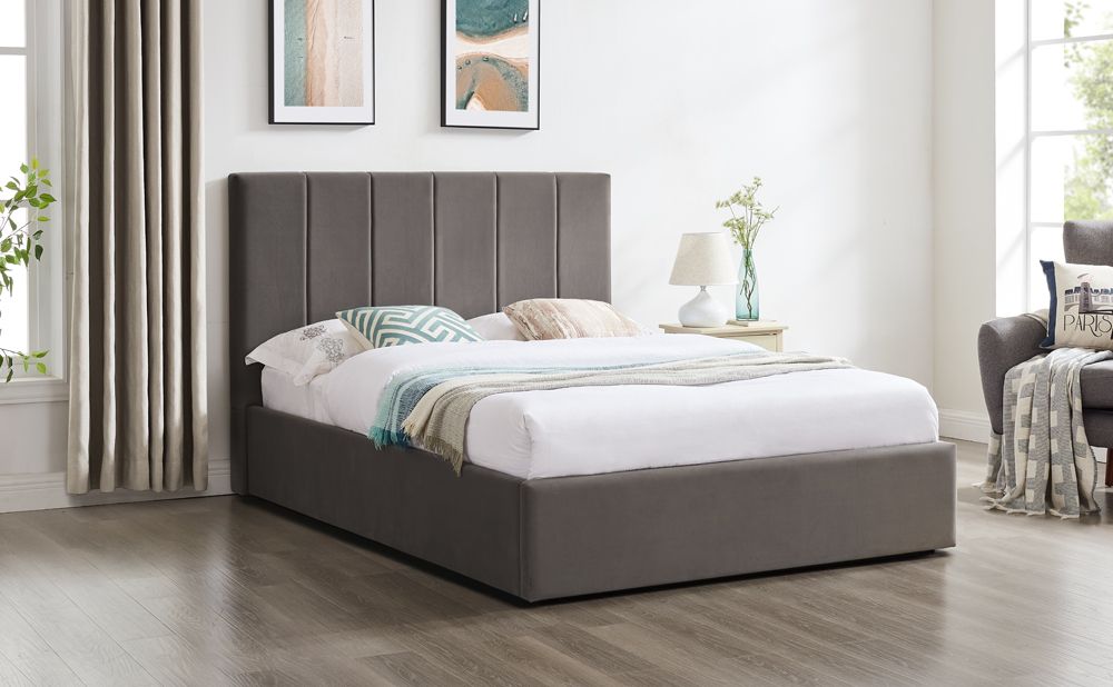 Lara Bed - Grey Velvet