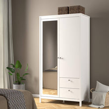 Load image into Gallery viewer, Marley 2 Door Mirrored Wardrobe with 2 Drawers - White
