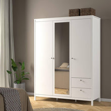 Load image into Gallery viewer, Marley 3 Door Mirrored Wardrobe with Drawers - White
