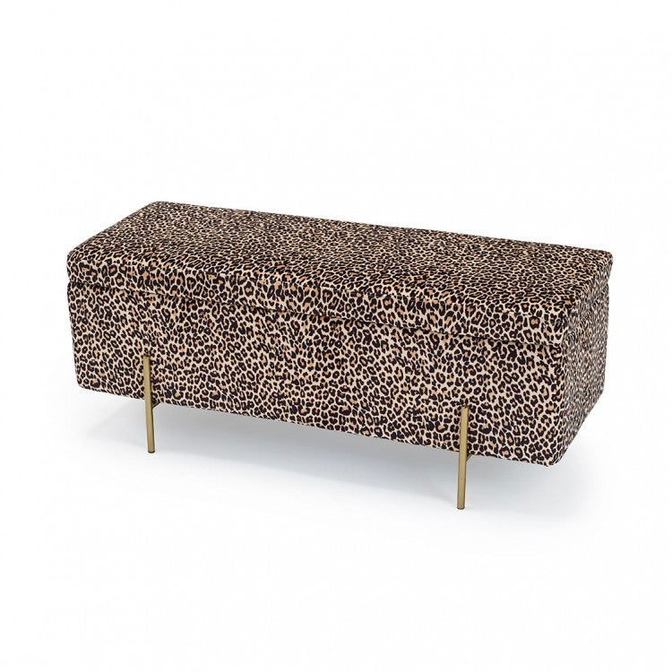 Leopard Print Storage Ottoman