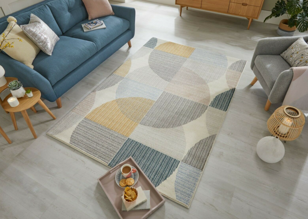 Navy/Ochre Circles Rug
