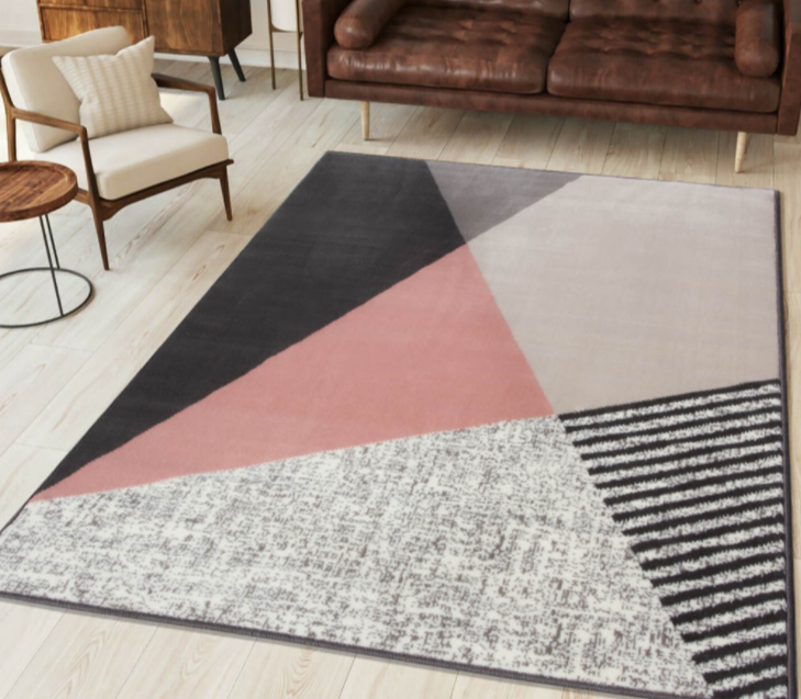 Pink/Grey Geometric Rug
