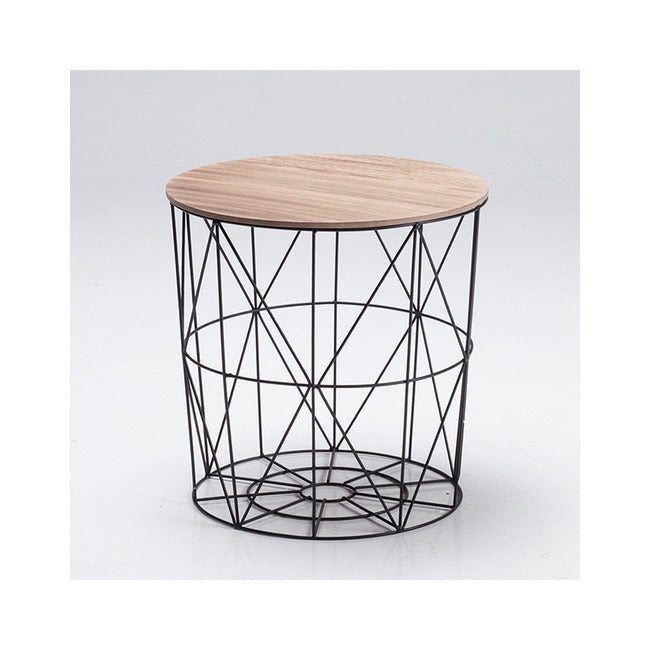Black/Oak Finish Cage Table