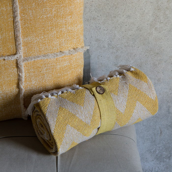 Cotton Chevron Throw Ochre