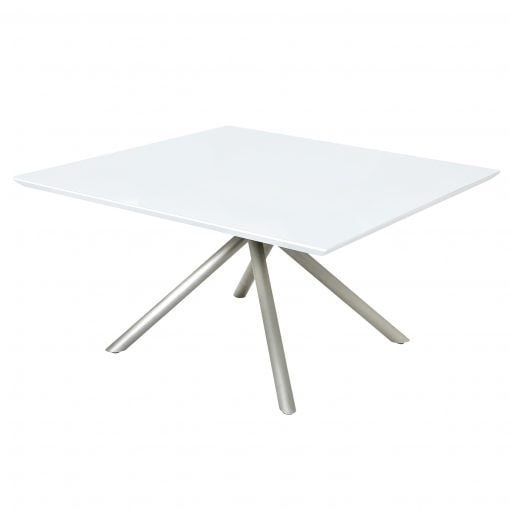 Gemini 1.45m Square White Glass Table