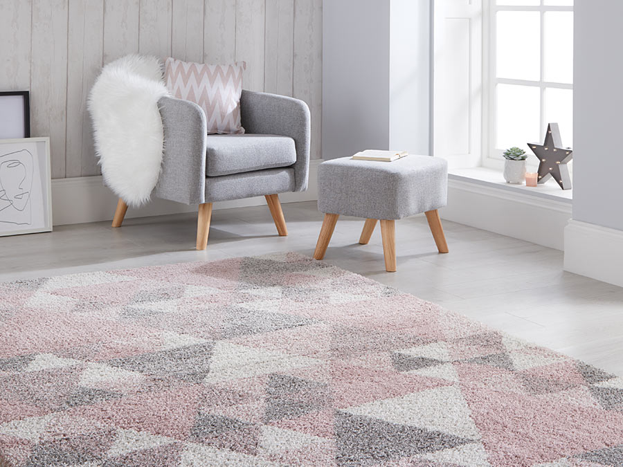 Scandi Shaggy Pink Rug