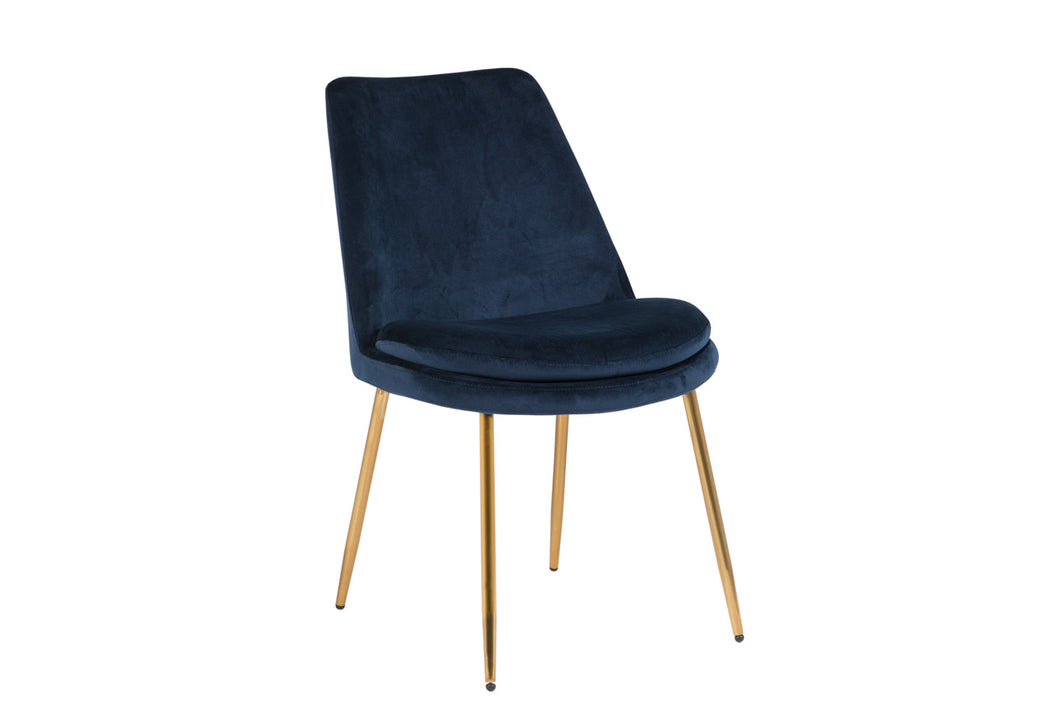 Krystal Dining Chair - Dark Navy with Gold Legs