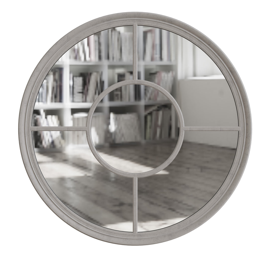 Round Window Mirror - Grey