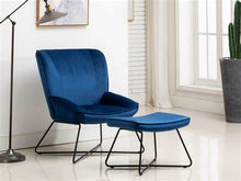 Load image into Gallery viewer, Green Velvet Chair &amp; Footstool
