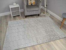 Load image into Gallery viewer, Faux Fur Honeycomb Grey Rug
