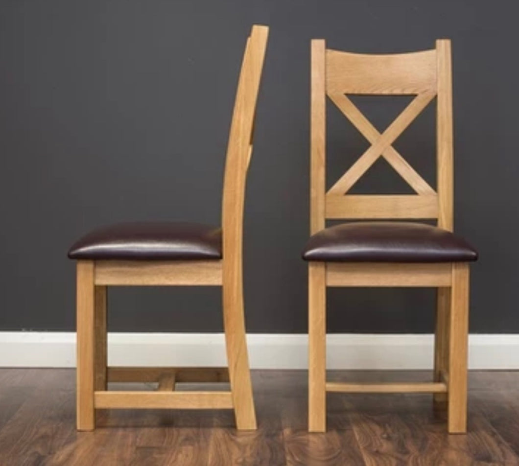 Oak X Padded Dining Seat