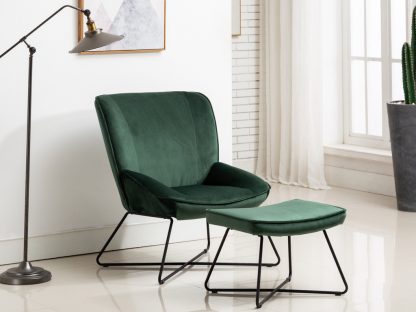 Green Velvet Chair & Footstool