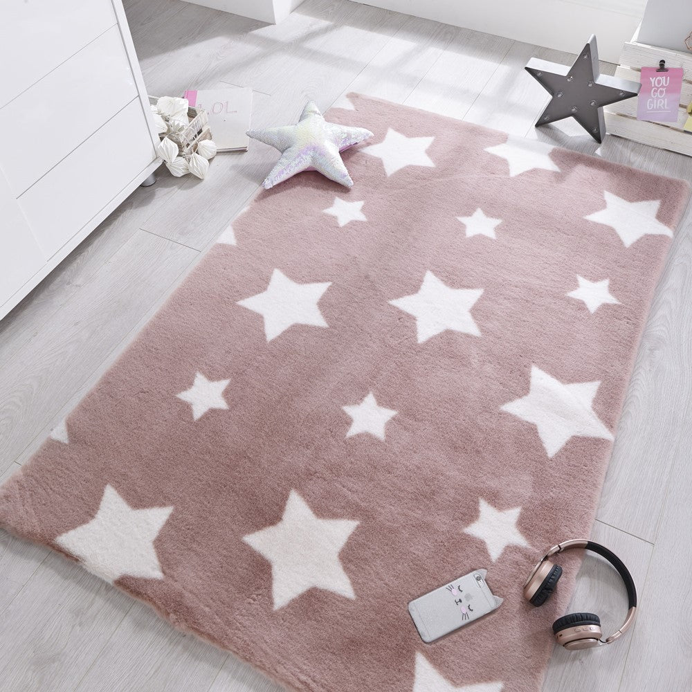 Pink/White Stars Rug