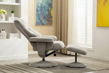Load image into Gallery viewer, Vienna Cloud Grey Fabric Swivel Recliner and Footstool
