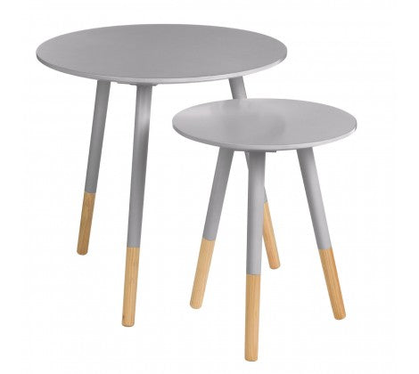 Vixen Set of 2 Round Grey Side Tables