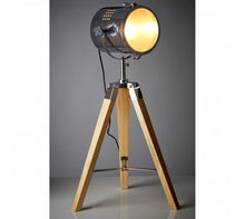 Load image into Gallery viewer, Bray Tripod Wood/Chrome Table Lamp
