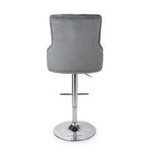 Load image into Gallery viewer, Rosario Brushed Velvet Grey Bar Stool
