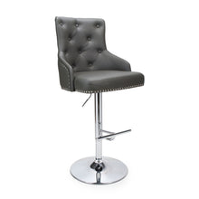 Load image into Gallery viewer, Rosario Leather Effect Graphite Grey Bar Stool
