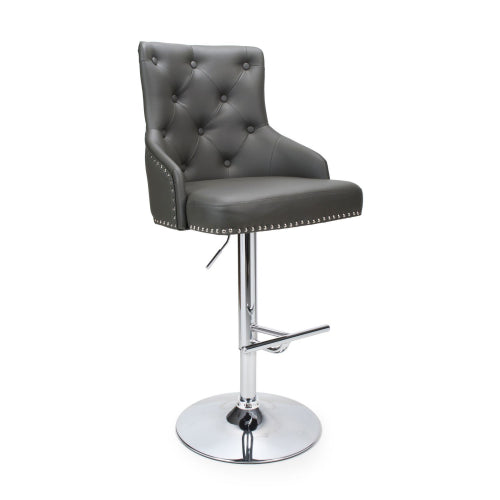 Rosario Leather Effect Graphite Grey Bar Stool