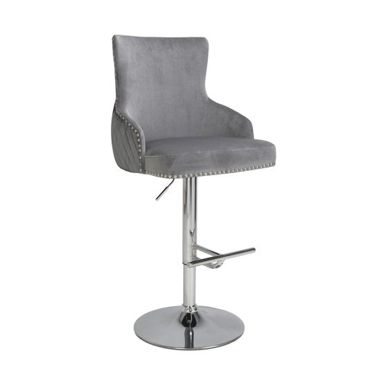 Salem Brushed Velvet Grey Bar Stool